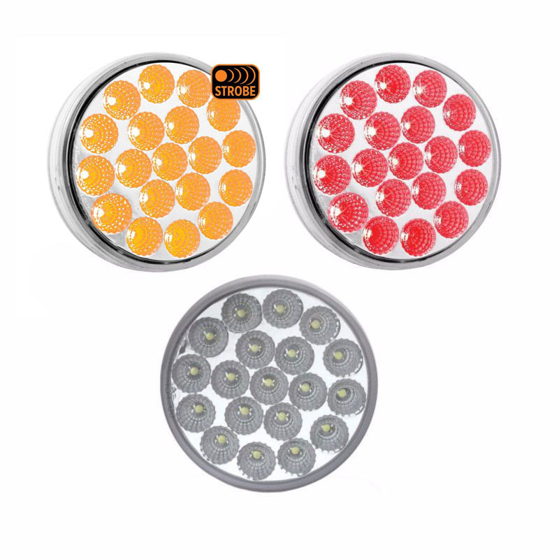 4'' Round Dual Revolution Stop Tail Turn LED Light With Amber Strobe