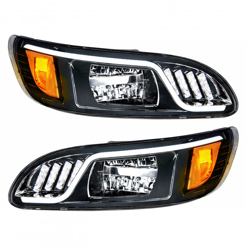 Peterbilt 386 387 LED Blackout Headlight With Turn Signal Position And