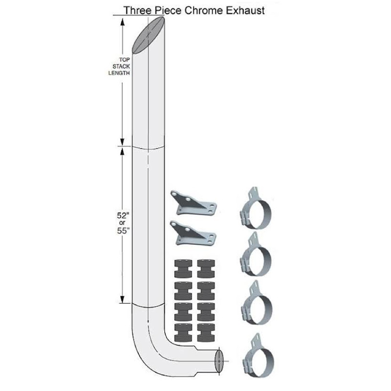 Peterbilt 359 379 8 Lincoln Chrome Exhaust Kit