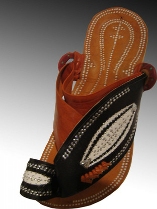 Mens Madas Sharqi Sandals - Style 2 in Camel, Black and White