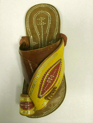 Womens Madas Sharqi Sandals - Style 2 in Camel, Golden-Yellow and Red