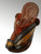 Womens Madas Sharqi Sandals - Style 5 in Camel, Navy Blue and Orange with gold and silver stitching 