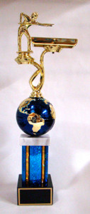 Shown with the Male Billiards figure, blue columns and black aluminum with gold text and trim engraving plates