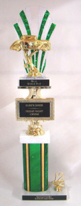 Shown With BD31N Green Backdrop, RP81884 Closed Hot Rod Figure, Green Column, 2012 Gold Trim, and Black Aluminum Engraving Plates With Gold Text