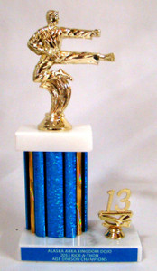 Shown With MF4002 Male Karate Jump 2 Figure, Blue Column , 2013 Gold Trim, and Blue Aluminum Engraving Plates With Silver Trim