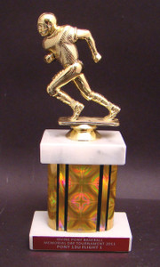 Shown With F262 Runningback Male 1, Gold Column, and Red Aluminum Engraving Plate With Silver Text