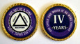 Alcoholics Anonymous Gold Rope Edge Sobriety Coin - Roman Numerals - Purple