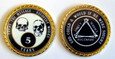 Alcoholics Anonymous Gold Rope Edge Sobriety Coin - Skull & Bones