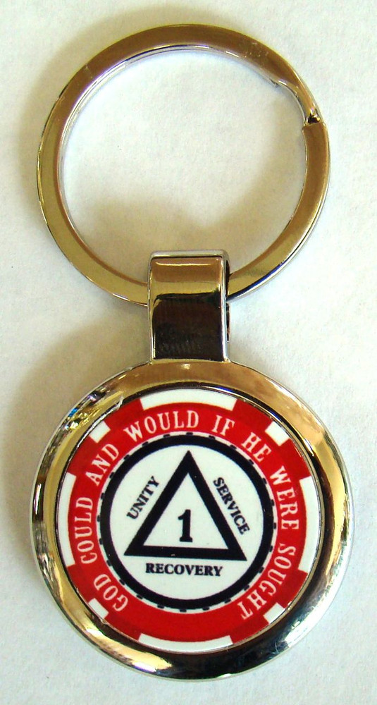 Alcoholics Anonymous Patriotic 2 Yr Sobriety Key Chain 