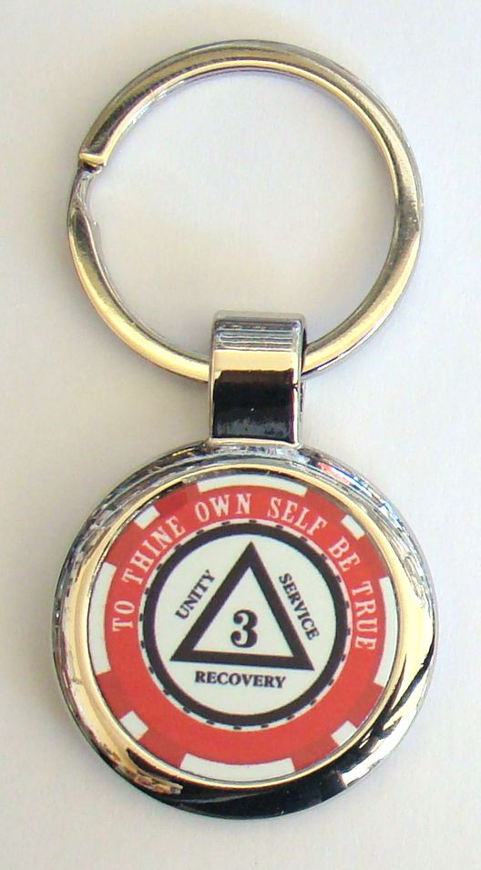 Alcoholics Anonymous Sobriety Key Chain Red - Daves Trophies