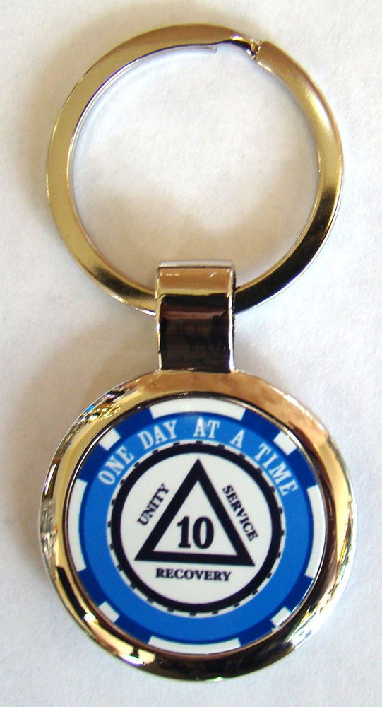 Alcoholics Anonymous Sobriety Key Chain Blue