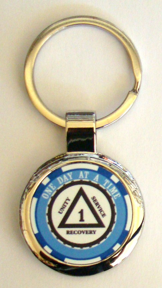 7 Year Blue Alcoholics Anonymous Sobriety Key Chain 