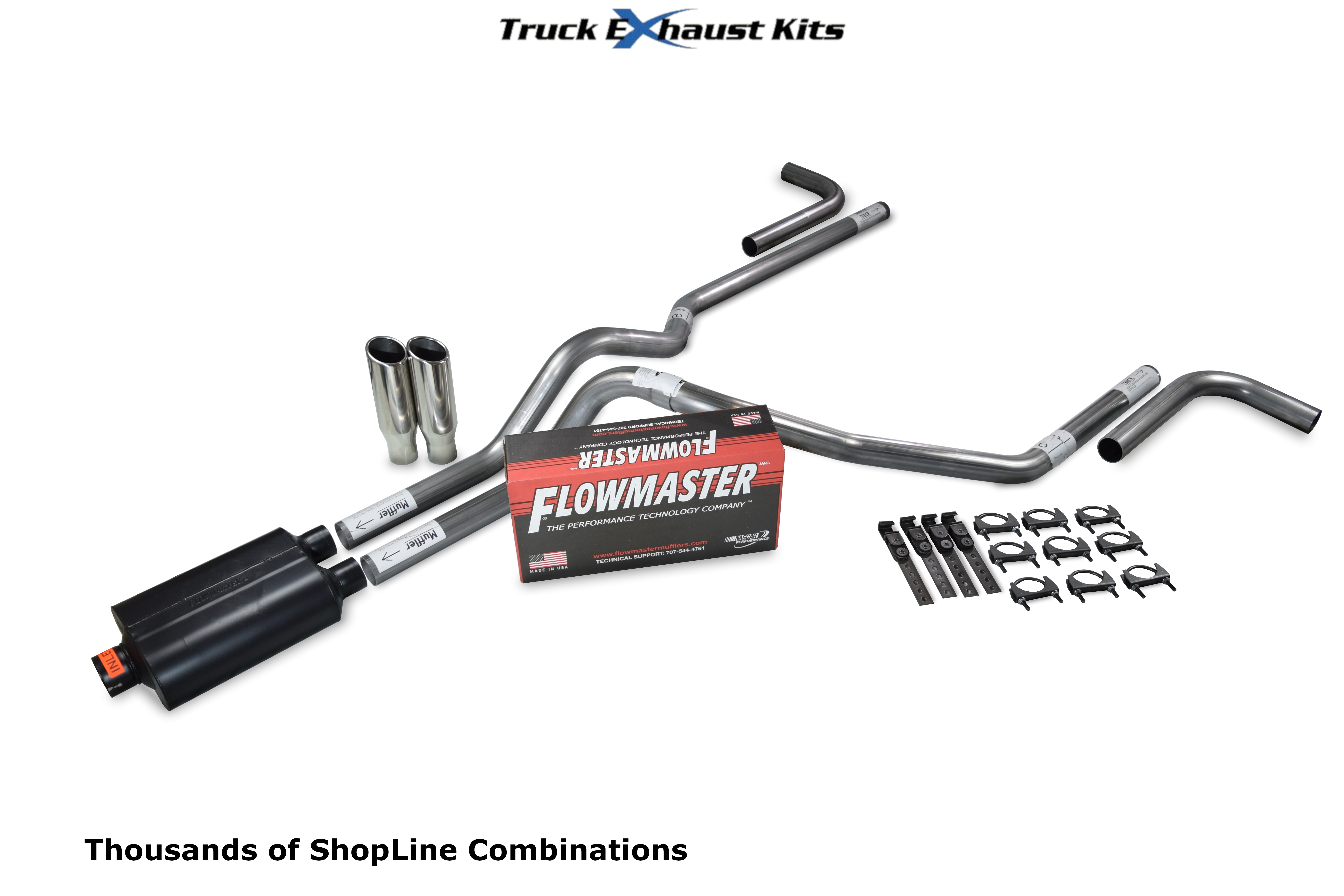 Truck Exhaust Kits DIY dual exhaust system 2.25 MA pipe Flowmaster Super 10