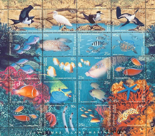 Christmas Island 1998 Marine Life Sheet of 20 Stamps MNH