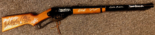 How rare is this? An Official Daisy Red Ryder BB gun that has been signed by EIGHT of the cast members!!