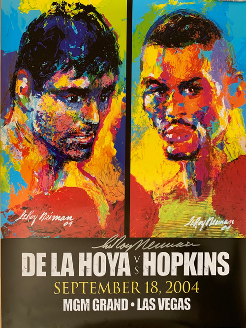 Here we have an original autographed Leroy Neiman onsite fight poster, only available at the event for the mega fight at the MGM Grand Las Vegas for the Undisputed Middleweight Title.