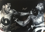 Looking for the next big item to add to your memorabilia collection? Well this is it...in more ways than one. Muhammad Ali / Joe Frazier Dual signed 30x40 photo from 3/8/71