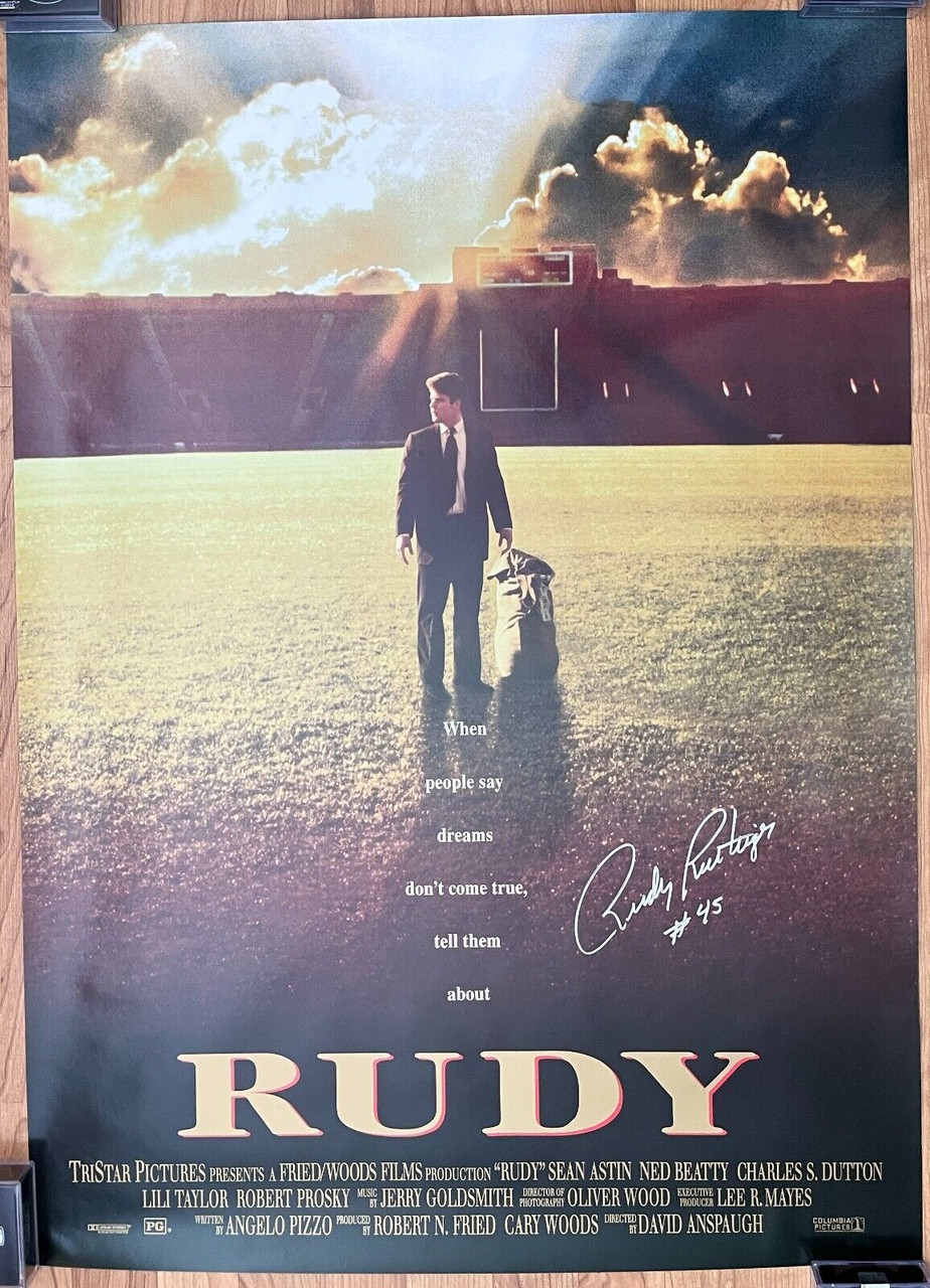 Rudy Ruettiger Autographed 8x10 Movie Poster Photo- Beckett W Hologram *Blue