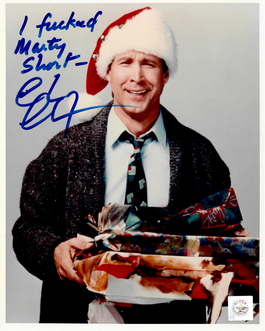 Chevy Chase Signed Christmas Vacation Griswold 8x10 Photo (Warning:  Indecent Inscription)