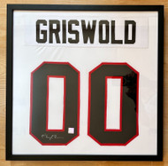 Tis the season to be merry and enjoy this unique piece of Christmas Vacation memorabilia.  Clark Griswold himself (Chevy Chase) has autographed this 00 jersey number. 