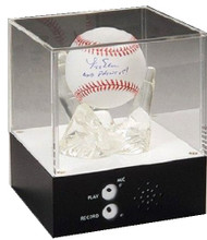 Complement any collectible baseball on display with a personal recording that can be heard over and over again.