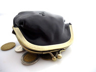 Genuine Soft leather woman mini Coins purse bag Ladies wallet case Miniature black