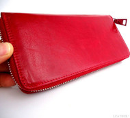 Genuine real leather woman purse tote wallet zipper Coins bag credit cards Money red wine free shiping