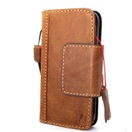 genuine vintage leather case for iphone 5s 5c 5 SE book wallet magnet cover credit card slots flip handmade luxury light bown daviscase
