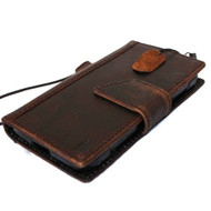 genuine Leather hard Cover for Samsung Galaxy Note Edge book Wallet magnet cover slim cards slots brown thin daviscase