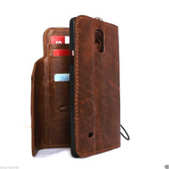 genuine vintage leather hard case for Galaxy NOTE 4 book wallet magnet cover brown handmade cards slots daviscase