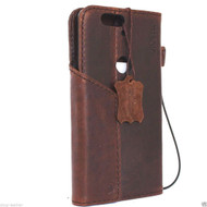 genuine vintage leather Case for Huawei Nexus 6P book wallet luxury magnet cover cards slots brown daviscase