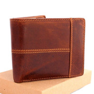 Men's Genuine italian oiled Leather wallet Billfold case COIN POCKET CARD id  Cash Slots  handcraft zipper case