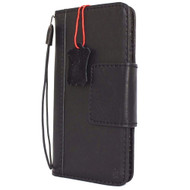 Genuine vintage Real  leather case for iPhone 7 Plus  8+ book wallet magnet closure cover credit cards slots luxurey flip slim black magnetic RFID Pay daviscase