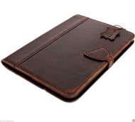 Genuine natural Leather case for apple iPad mini 4 hard cover handbag slim D magnet  cards slots brown daviscase