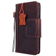 Genuine italian oiled  leather slim case for iPhone 8 Plus cover book wallet credit card  luxurey flip slim magnetic vintage 
