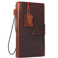 Genuine natural leather case for iPhone 8 book wallet magnet closure cover credit cards id  slots magnetic business slim brown daviscase