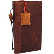 Genuine vintae leather case for LG V30 book cards wallet slim cover brown thin