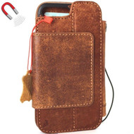 Genuine leather Case f iPhone 7 Plus book wallet cover detachabl magnetic holder vintage style daviscase