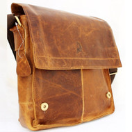 Genuine Vintage Leather men's Bag Messenger for iPad air Shoulder Satchel School brown Oiled Jafo