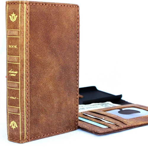 Genuine Leather Case for iPhone 8 Plus bible book wallet cover id window cards slots Slim holder Jafo vintage brown classic jafo ch