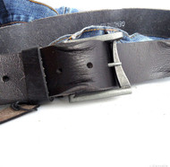 Genuine vintage Leather belt 43mm Waist handmade classic retro 70S BLACK size MM