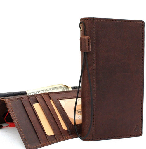 Genuine leather case for Samsung Galaxy Note 9 book wallet handmade cover slim vintage brown cards slots Daviscase ready Wireless charging IL