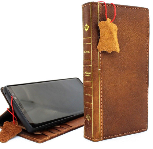 Genuine vintage leather case for samsung galaxy note 9 book bible wallet cover soft vintage Tan brown cards slots IL slim daviscase UK