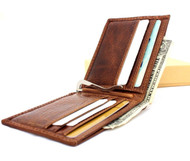 Genuine real Leather wallet handmade 6 credit cards slots slim full grain soft 