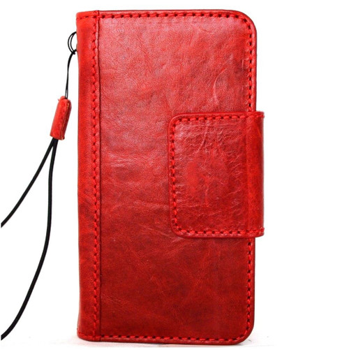 Genuine real leather Case for iPhone xs vintage cover credit cards magnetic slots luxury lite Daviscase 10 cover holder Red wine