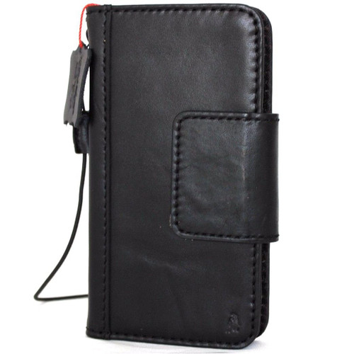 Genuine real leather Case for iPhone xs vintage cover credit cards magnetic slots luxury black Daviscase 10 holder