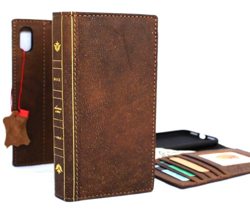 Genuine real leather Case for iPhone XS MAX vintage handmade cover credit cards classuc slots bibleTan book luxury holder lite Daviscase Jafo 