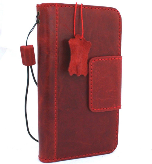 Genuine real leather Case for iPhone xs vintage book cover credit cards magnetic slots luxury lite Daviscase 10 cover holder Red wine  us