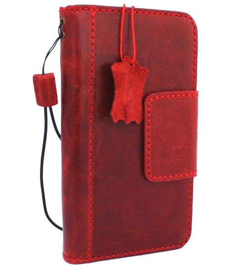 Genuine real leather Case for iPhone XR vintage handmade Red wine cover credit cards classuc slots bibleTan book luxury holder lite Daviscase Jafo