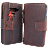 Genuine oiled leather Case For for LG V40 book Removable wallet magnetic detachable cover luxury cards slots handmade art brown daviscase